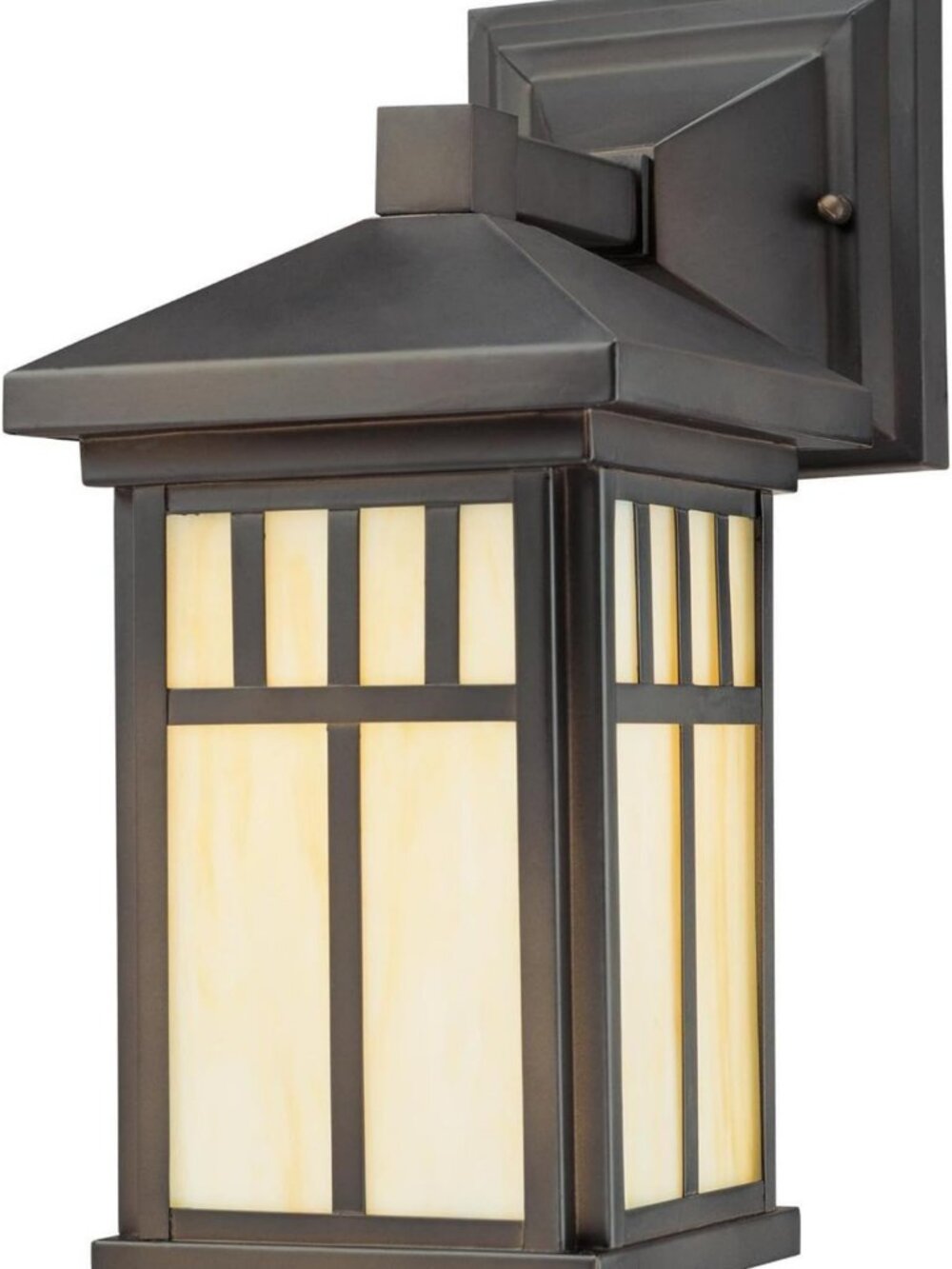 Stylish One-Light Outdoor Wall Lantern with Honey Art Glass, Oil Rubbed Bronze
